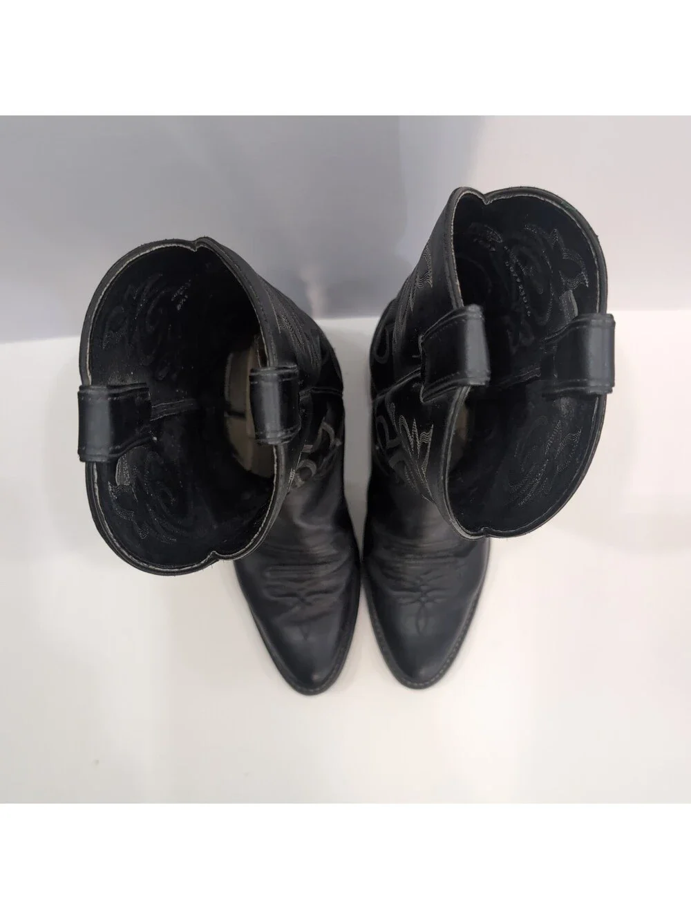 Justin Boots 1409 London Calf Black Pull-On Stitched Cowboy Boots Mens 8 1/2 E